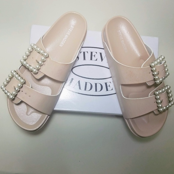 Steve Madden Shoes - NIB Steve Madden Slide Sandal Pearl Buckle Sz 8.5